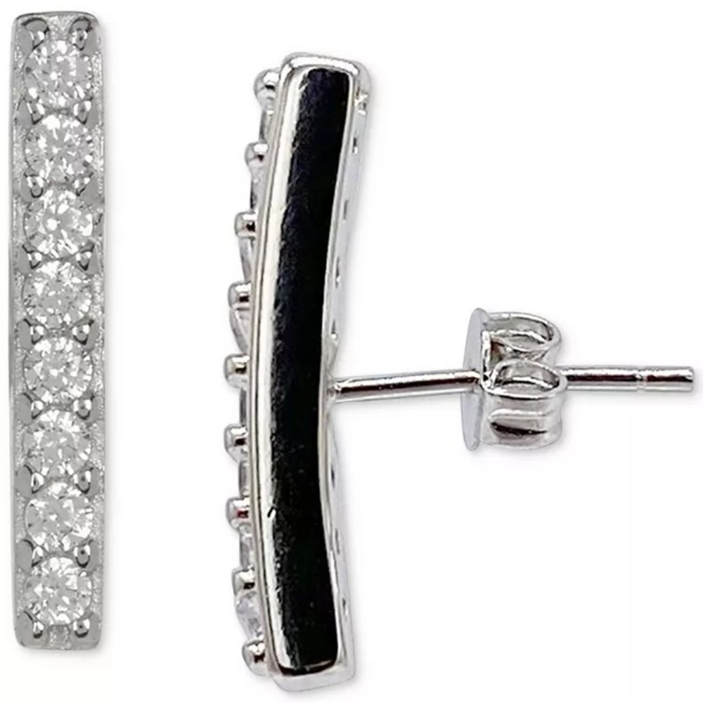 Adornia Swarovski Crystal Bar Studs Silver/NWT - Picture 3 of 7